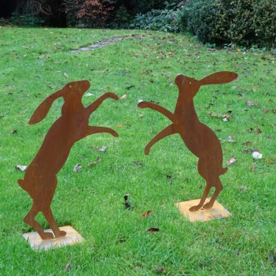 Boxing Hares - On Stand Ready to Rust