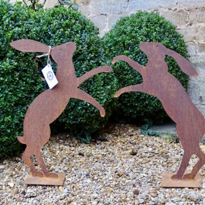 Large Boxing Hares - On Stand